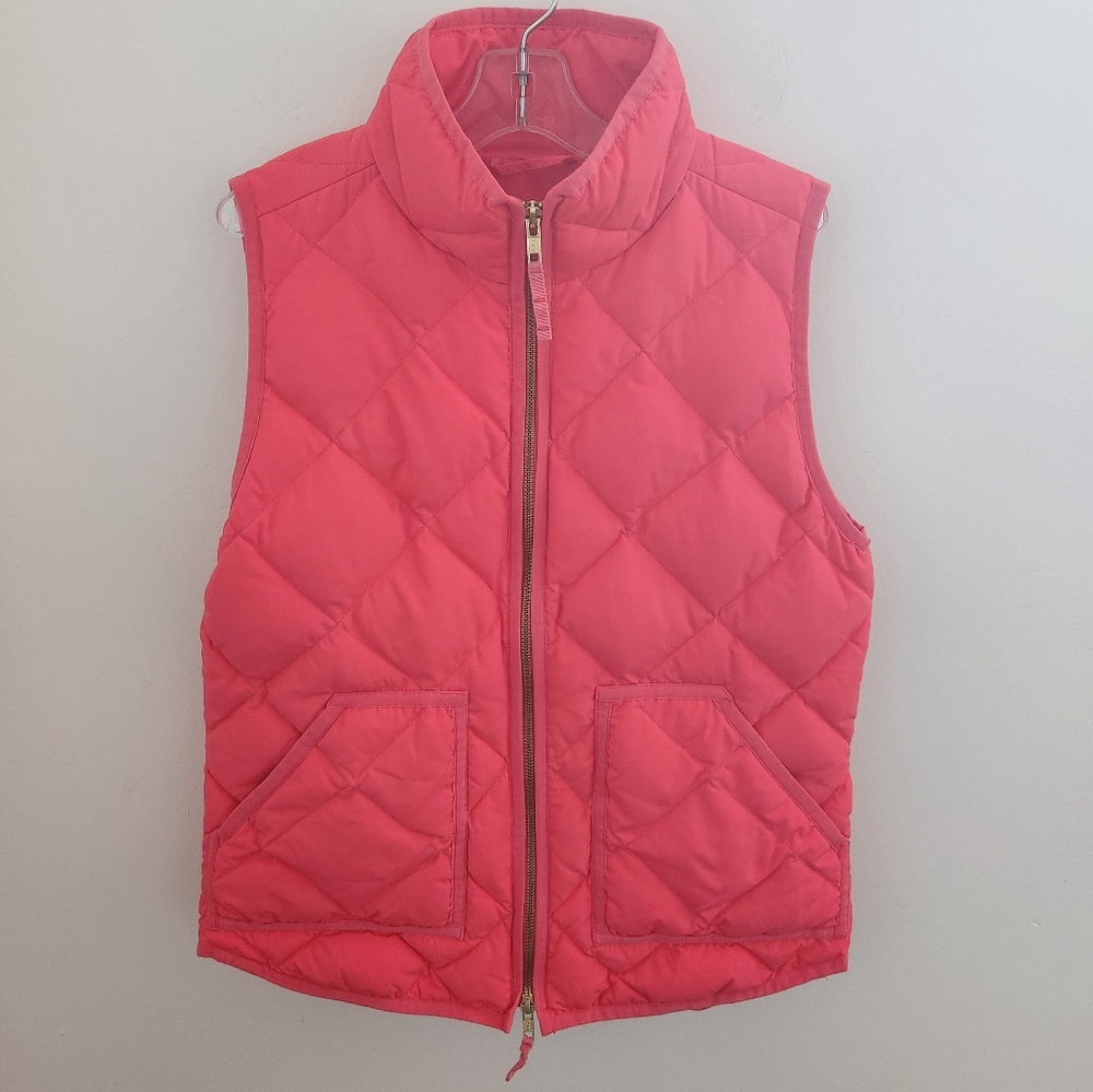 J. Crew Factory quilted down excursion puffer vest pink women XS